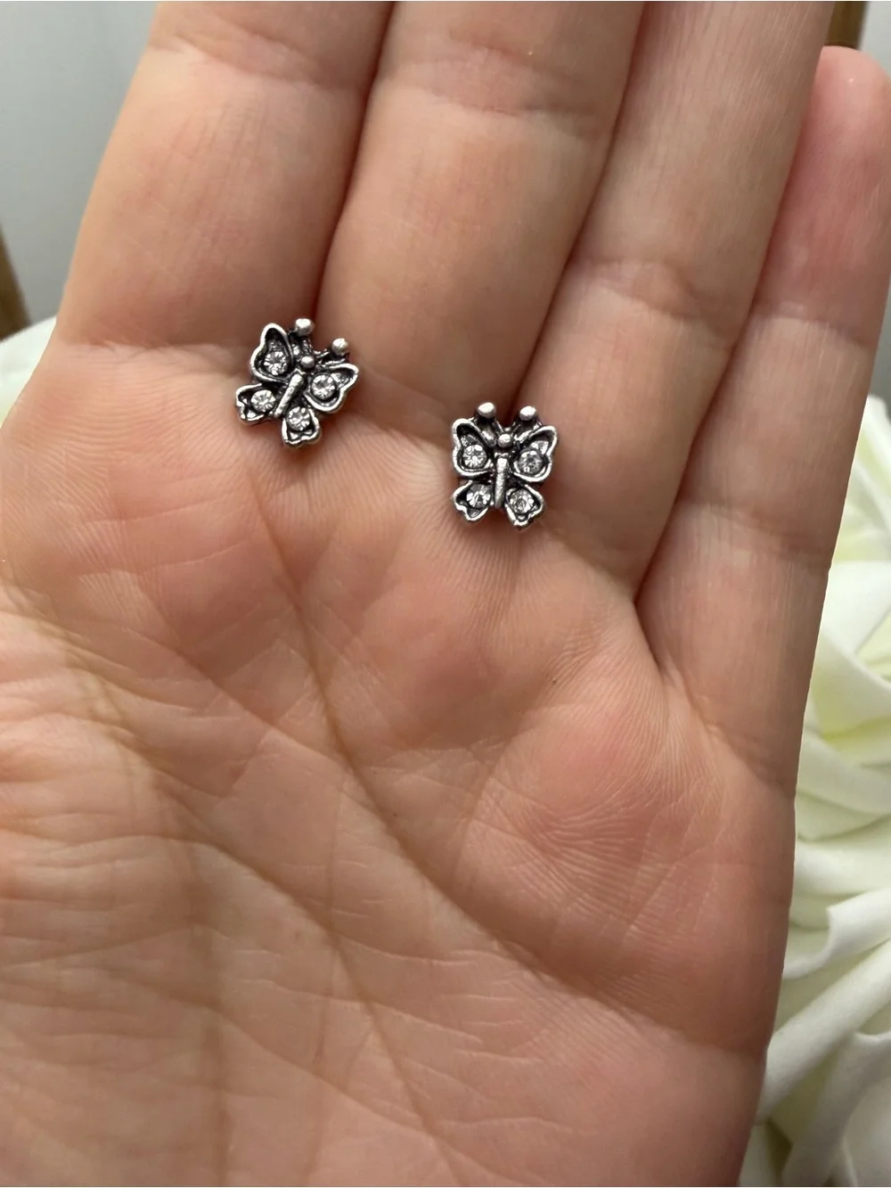 Silver tone Butterfly Stud Earrings - Silver